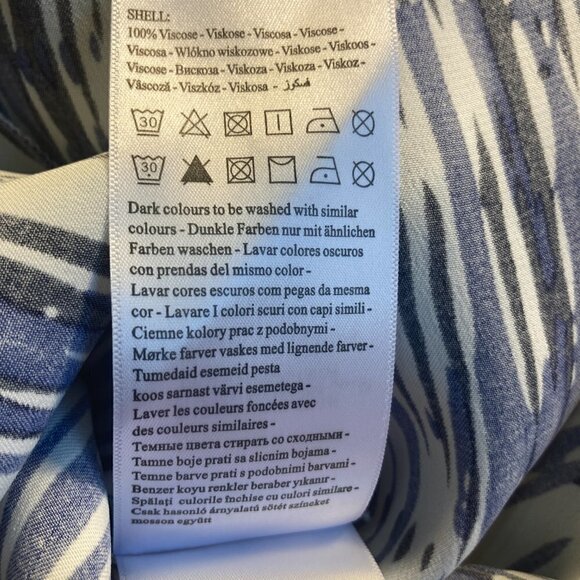 Selected Femme NWT SZ2 Silky Satin Blue Geometric Stripe Skirt Modern Career - Picture 9 of 10